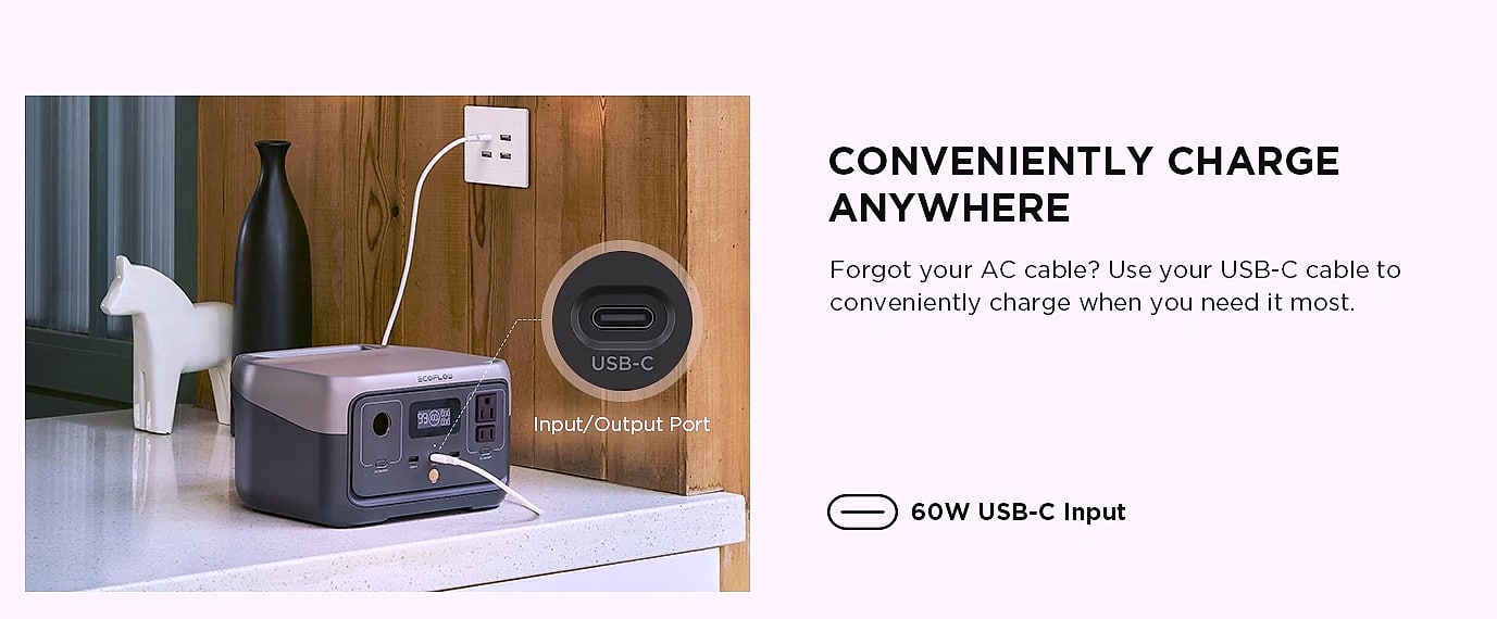 EcoFlow River 2 Portable Power Station 243Wh Solar Generator — side view