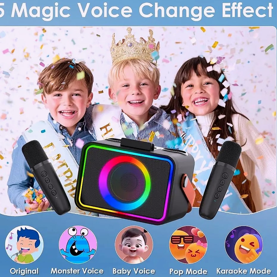 Portable Bluetooth Karaoke Speaker with 2 Wireless — close-up details