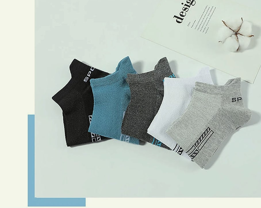 Men's Breathable Mesh Cotton Socks 10 Pairs Short Tube — package contents