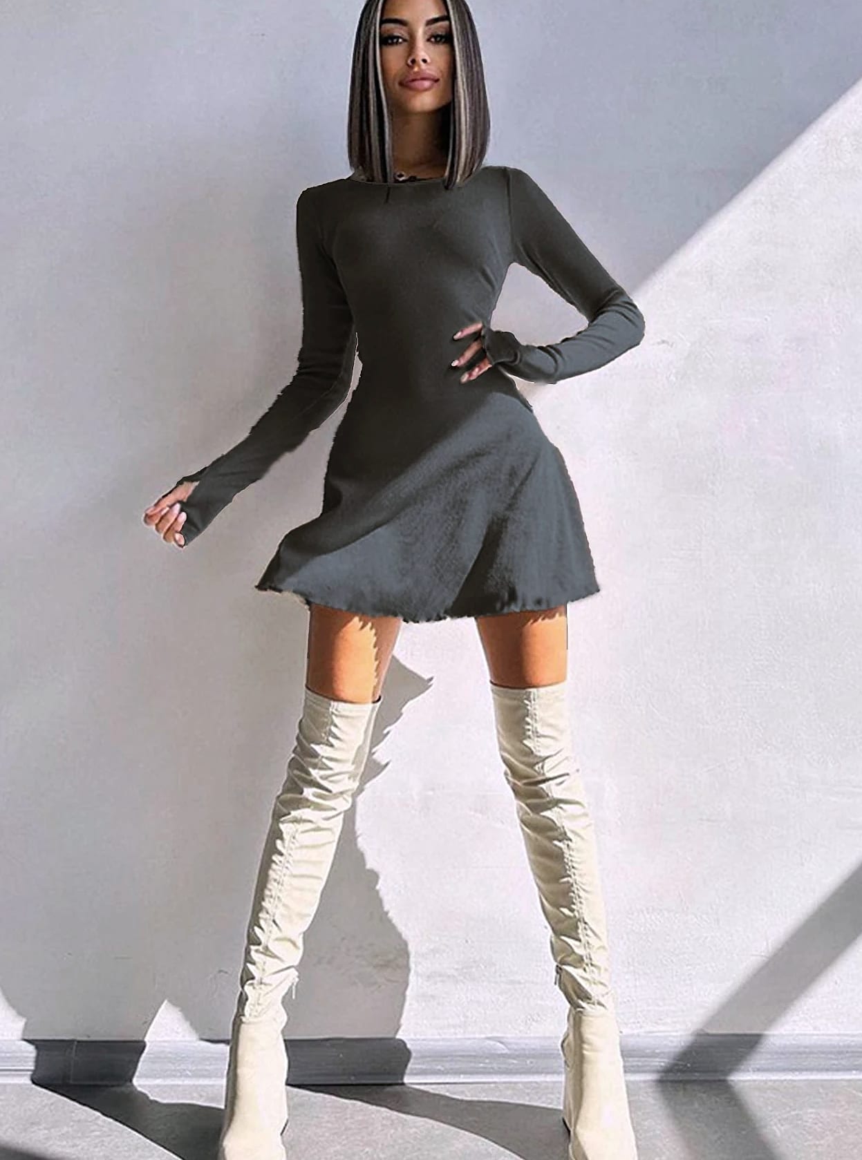 Women's Long Sleeve Bodycon Mini Dress — interior detail