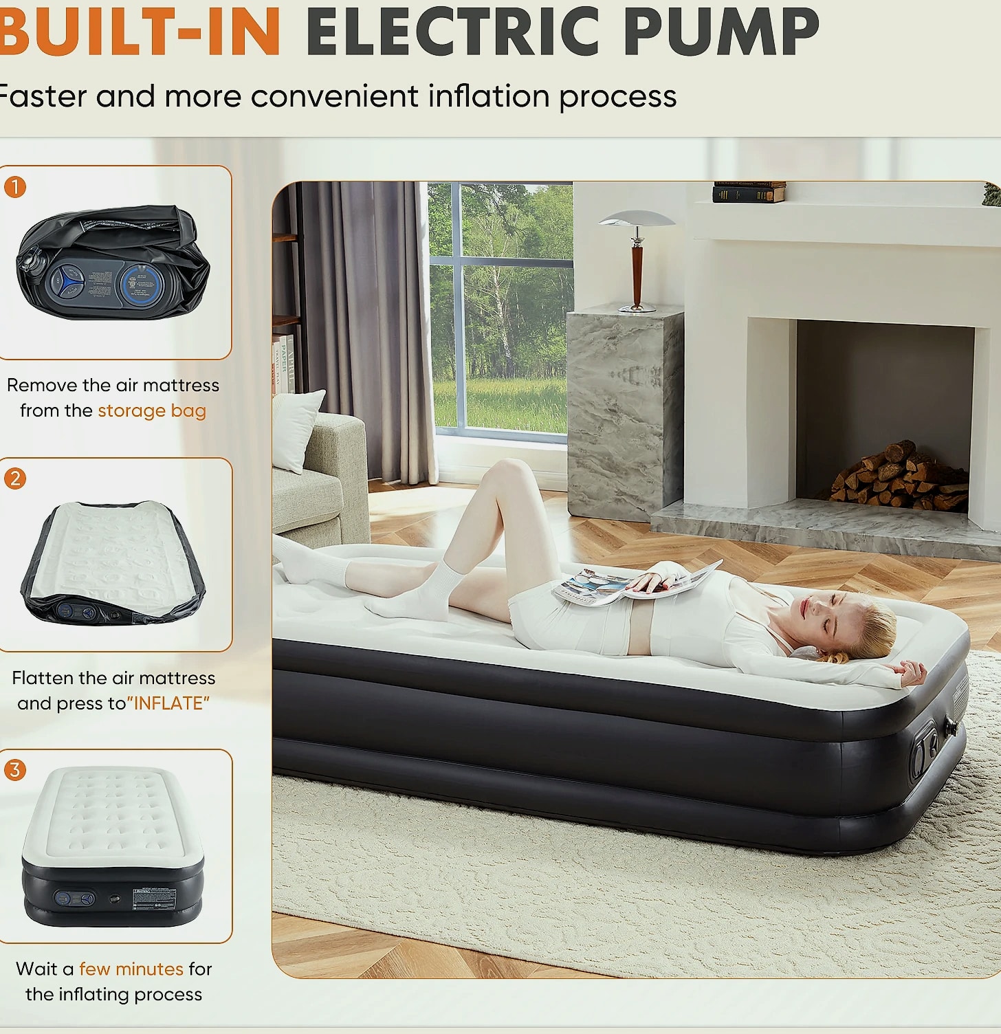 JHK Queen Twin Size Air Mattress Double Height 660 lbs — scale reference