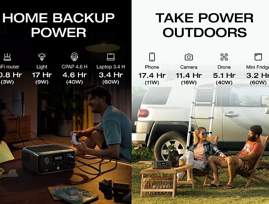 EcoFlow River 3 230Wh Portable Power Station with AC output — size comparison