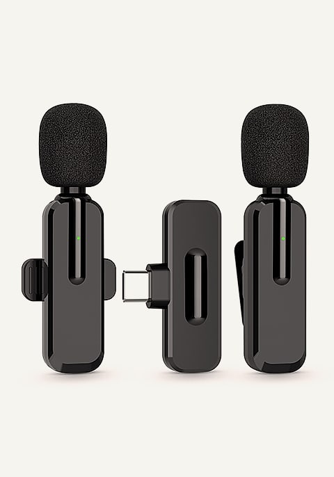 MAYBESTA Wireless Lavalier Microphone 2 Pack for iPhone — side view