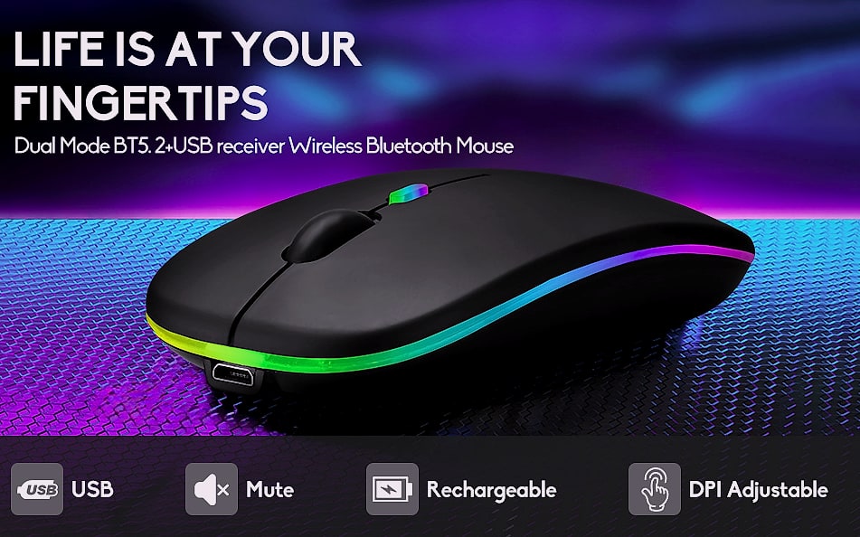 Guiheng Wireless Bluetooth Mouse, Dual Mode Rechargeable — package contents