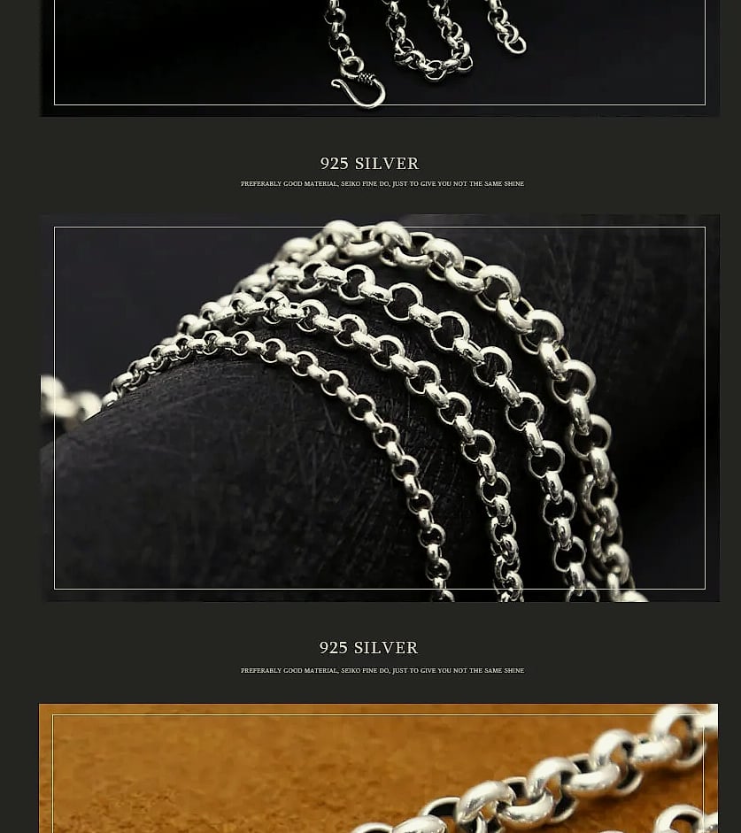 Lilibeth&Danjal 925 Silver Chain Pendant Necklace — close-up details
