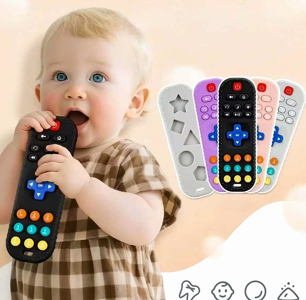 Baby TV Remote Control Teething Toy for 0-12 Months — close-up details