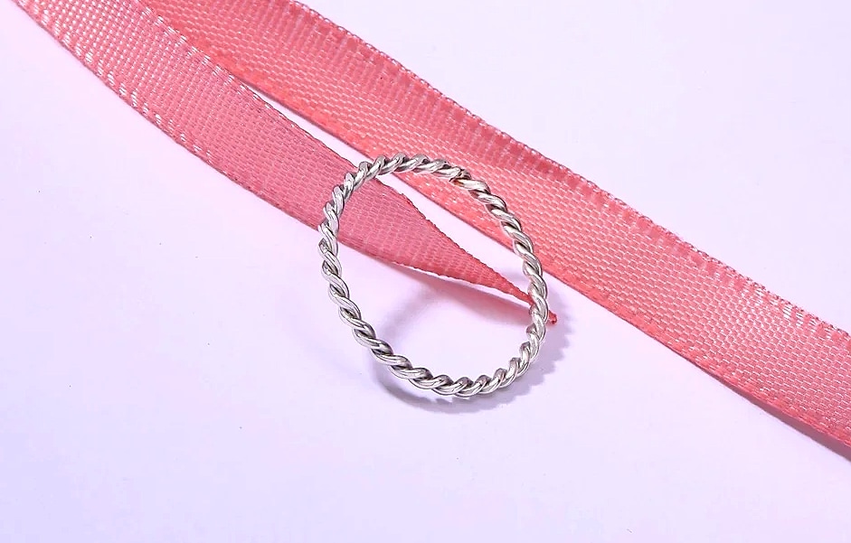 Myfresty Twisted Rope Slim Ring for Women, Stainless Steel — assembled view