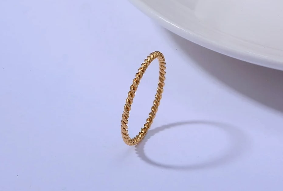 Myfresty Twisted Rope Slim Ring for Women, Stainless Steel — interior detail
