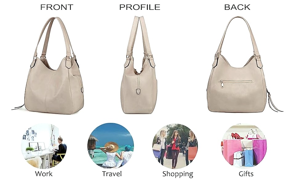 DOURR Women's Vegan Leather Shoulder Bag with Multi — scale reference