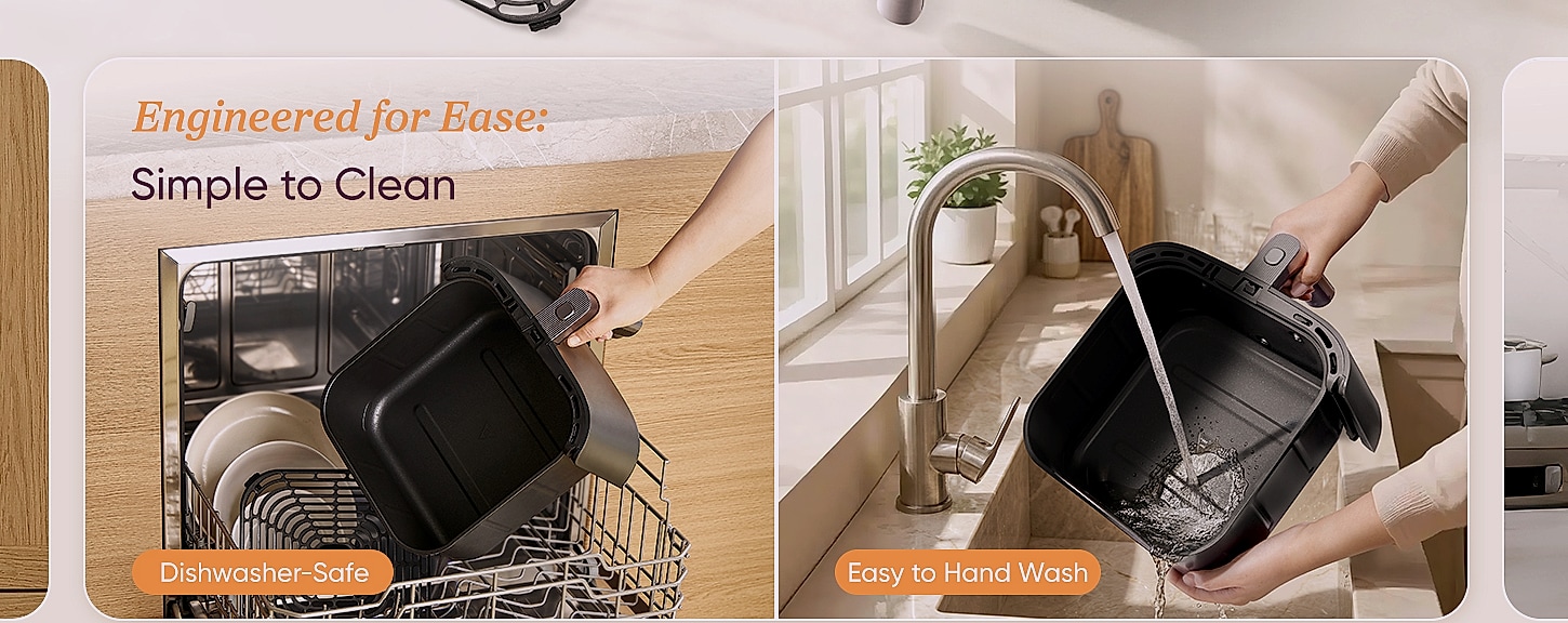 Cosori 9-in-1 Air Fryer 6 Qt, PFAS-Free Ceramic Cooking — close-up details