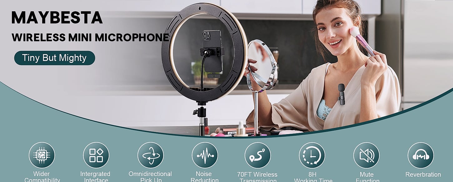 MAYBESTA Wireless Lavalier Microphone 2 Pack for iPhone — package contents