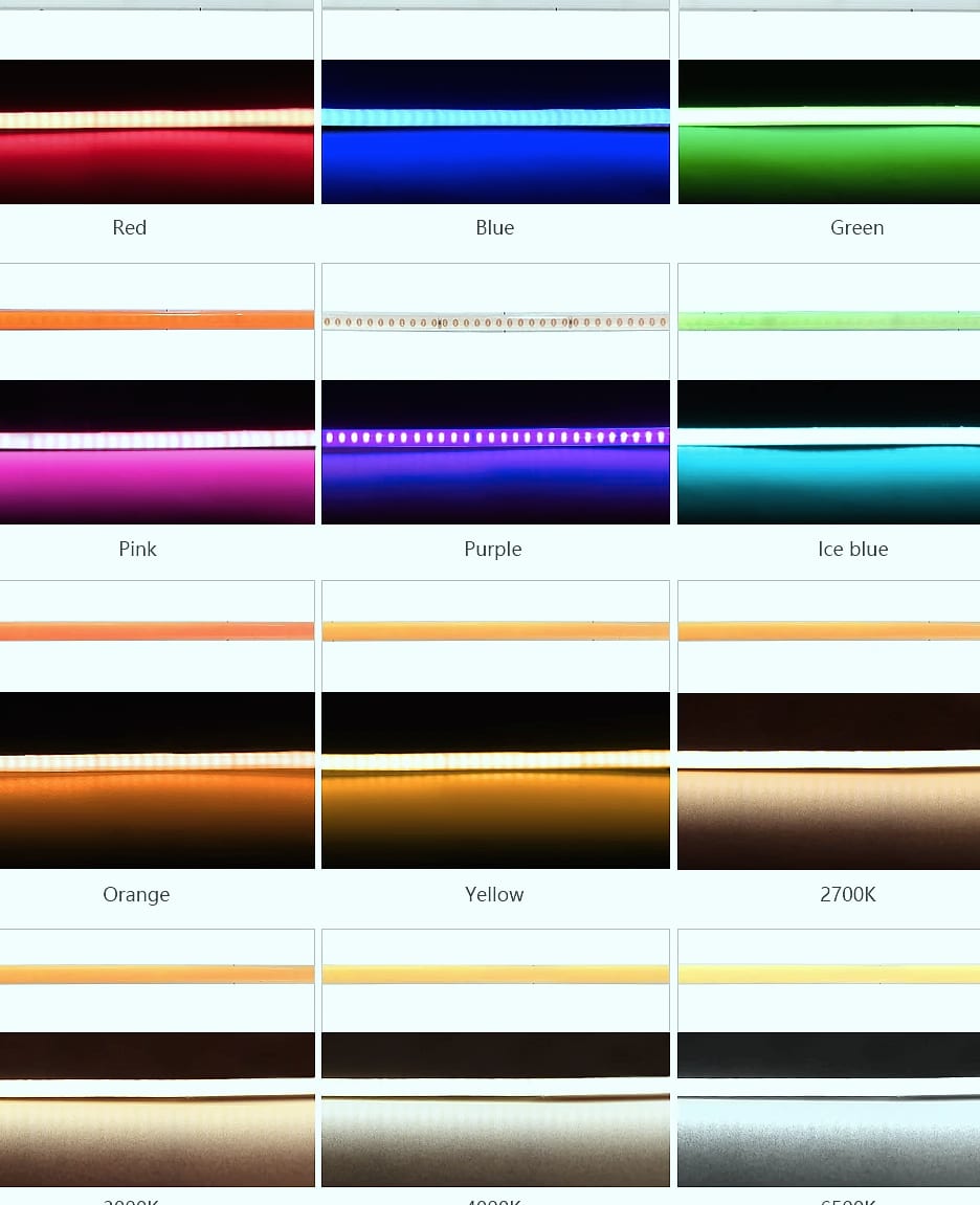OCONA 3mm COB LED Strip Lights 480 LEDs/m DC 12V — close-up details