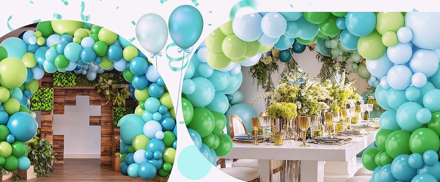 Rubfac White Latex Balloons 129pc Garland Arch Kit — package contents