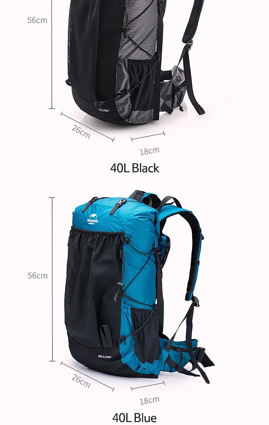 Naturehike 60+5L Mountain Backpack Hiking Travel Bag — scale reference