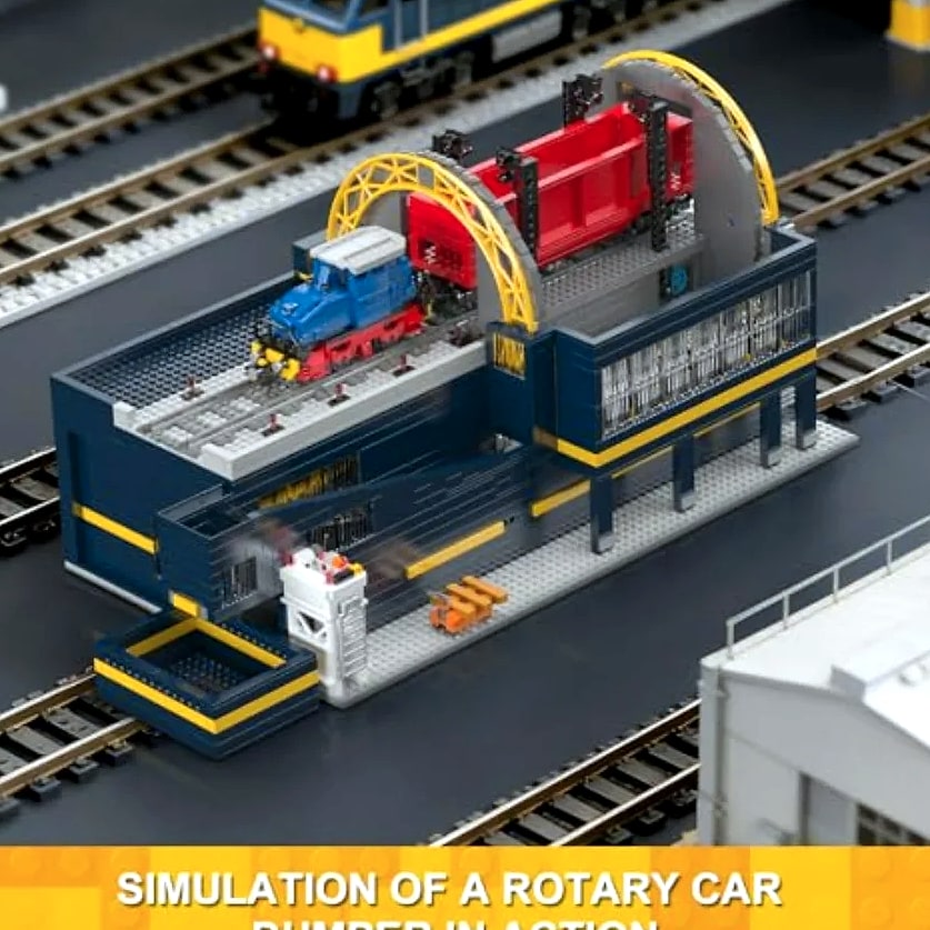 Mould King 17094 Railcar Rotary Dumper Building Set — assembled view