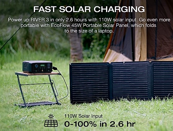 EcoFlow River 3 230Wh Portable Power Station with AC output — assembled view