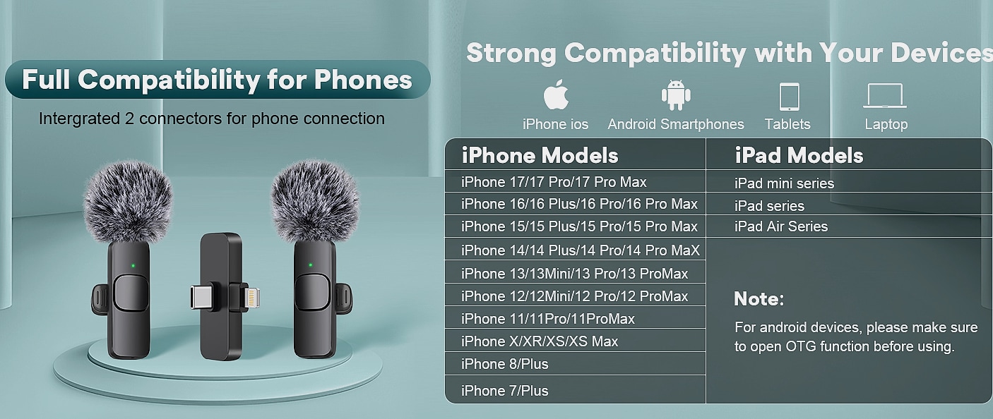 MAYBESTA Wireless Lavalier Microphone 2 Pack for iPhone — close-up details