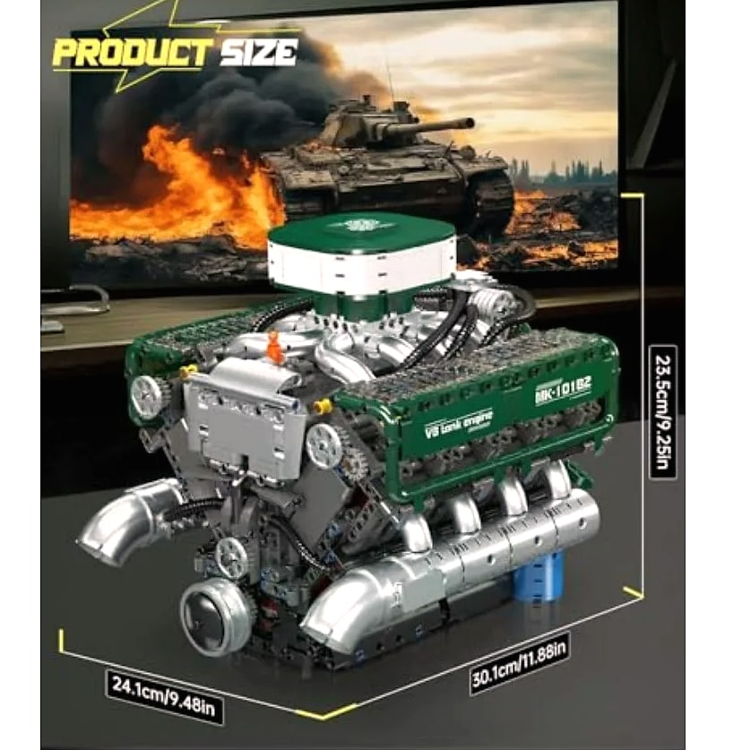 Mould King 10182 V8 Engine Building Blocks with Motor — parts overview