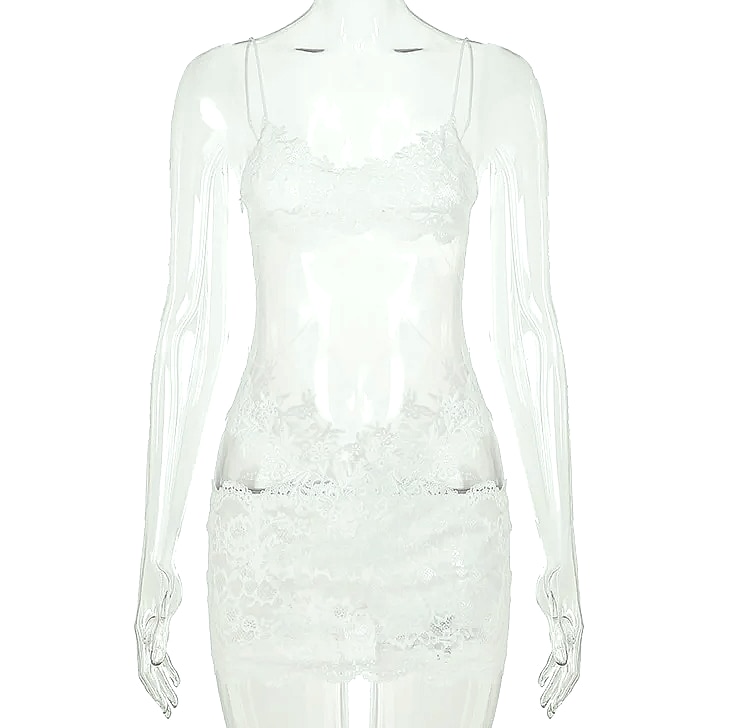 Grosfairy Lace Mini Dress with Spaghetti Straps and Flower — package contents