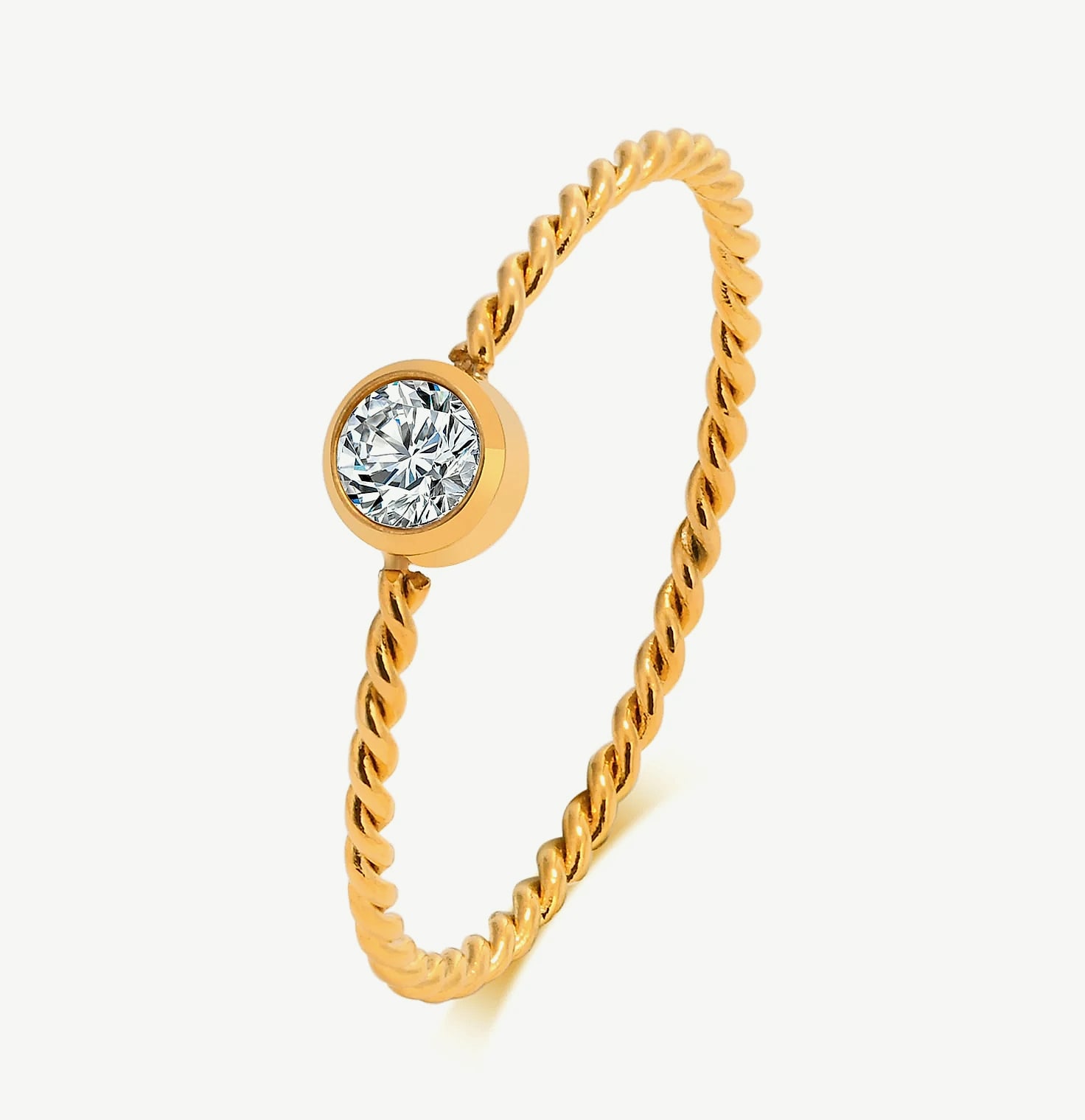 Myfresty Twisted Rope Slim Ring for Women, Stainless Steel — scale reference
