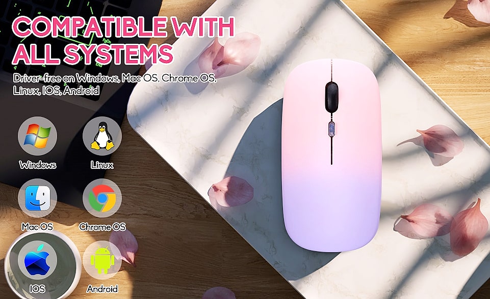 Guiheng Wireless Bluetooth Mouse, Dual Mode Rechargeable — feature highlights