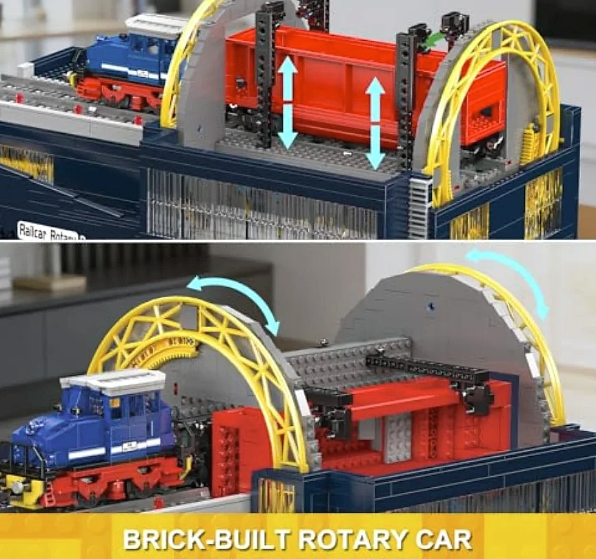 Mould King 17094 Railcar Rotary Dumper Building Set — close-up details