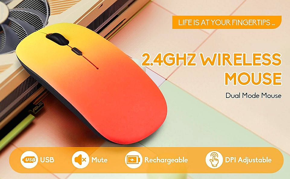 Guiheng Wireless Bluetooth Mouse, Dual Mode Rechargeable — interior detail