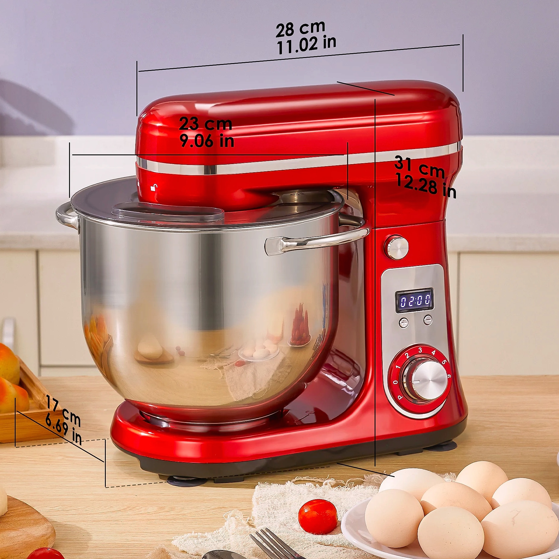 Biolomix 6L Stand Mixer, 1200W DC Motor, 6-Speed Dough — feature highlights