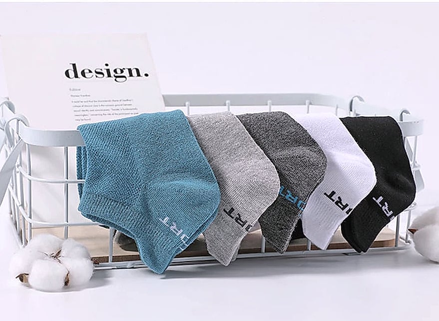 Men's Breathable Mesh Cotton Socks 10 Pairs Short Tube — package contents