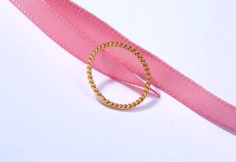 Myfresty Twisted Rope Slim Ring for Women, Stainless Steel — size comparison
