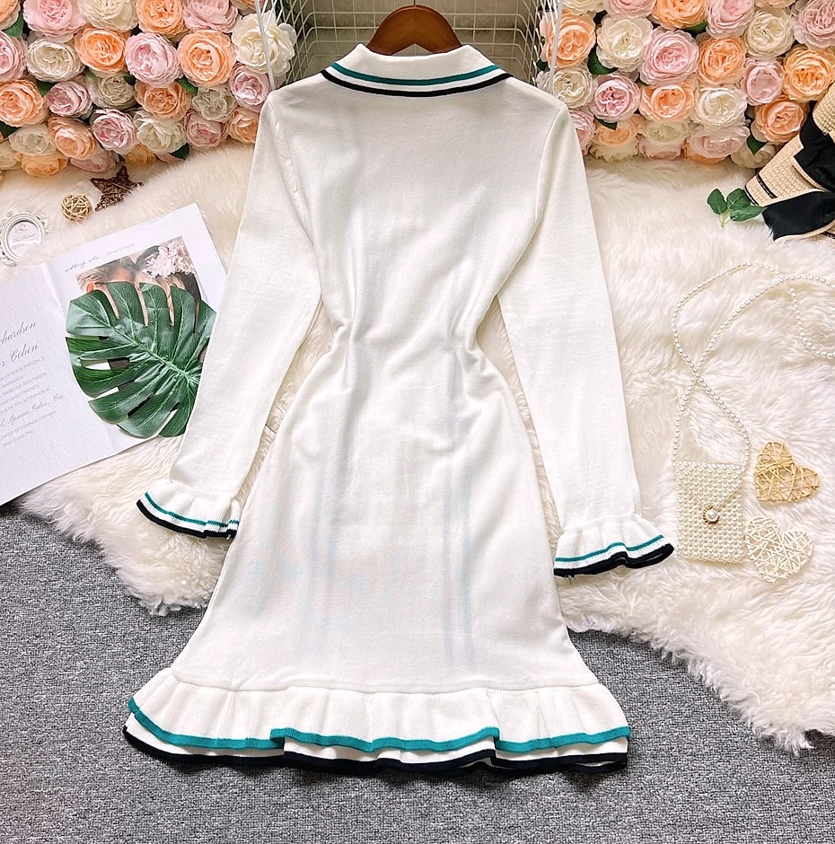 YUOOMUOO Knitted Mini Dress with Ruffle Hips — package contents