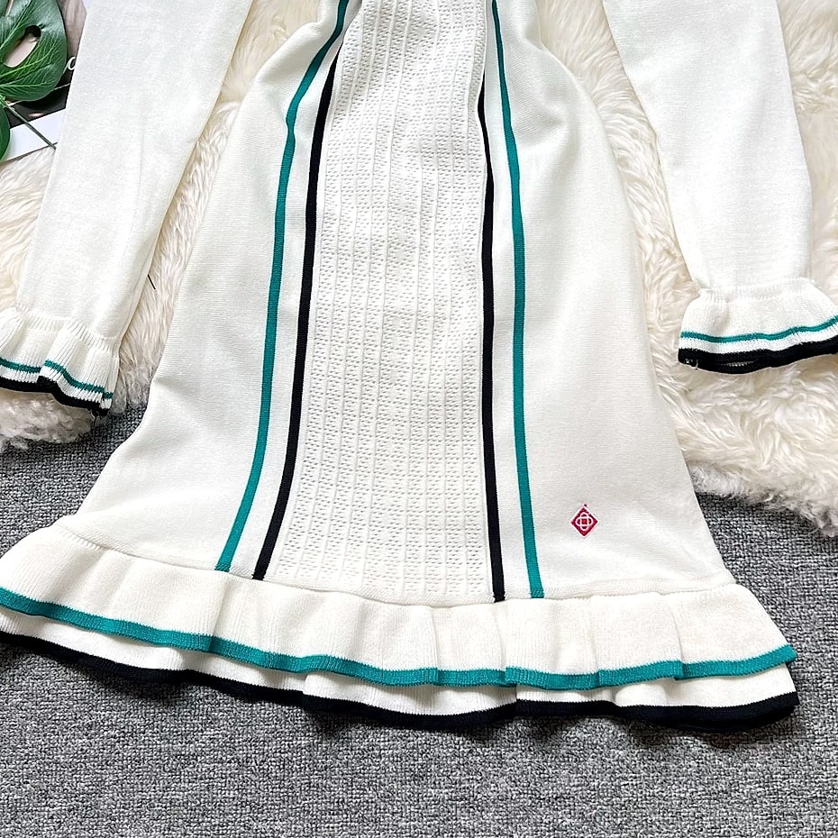 YUOOMUOO Knitted Mini Dress with Ruffle Hips — feature highlights