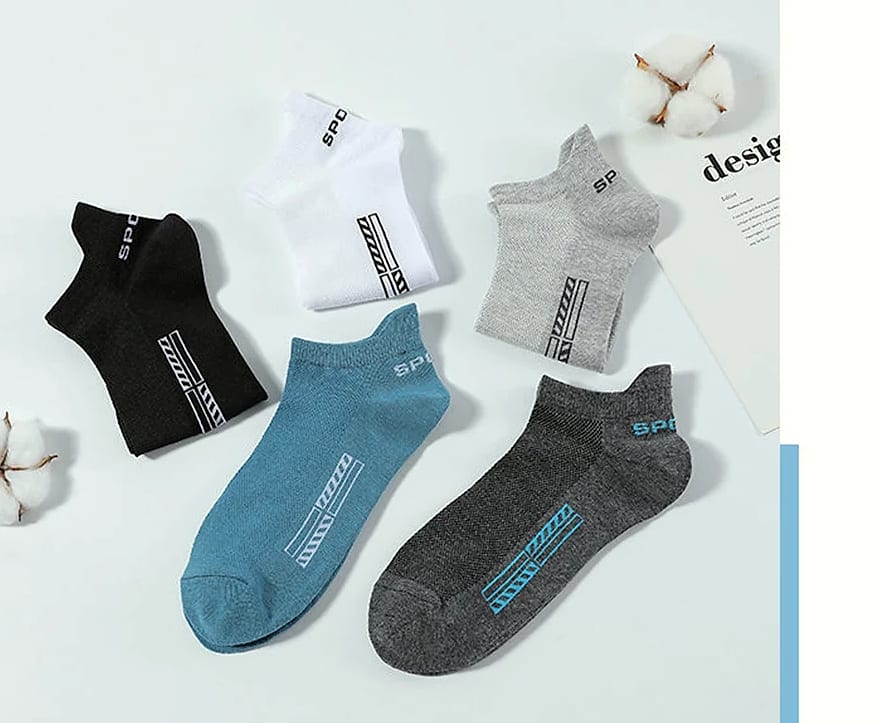 Men's Breathable Mesh Cotton Socks 10 Pairs Short Tube — assembled view
