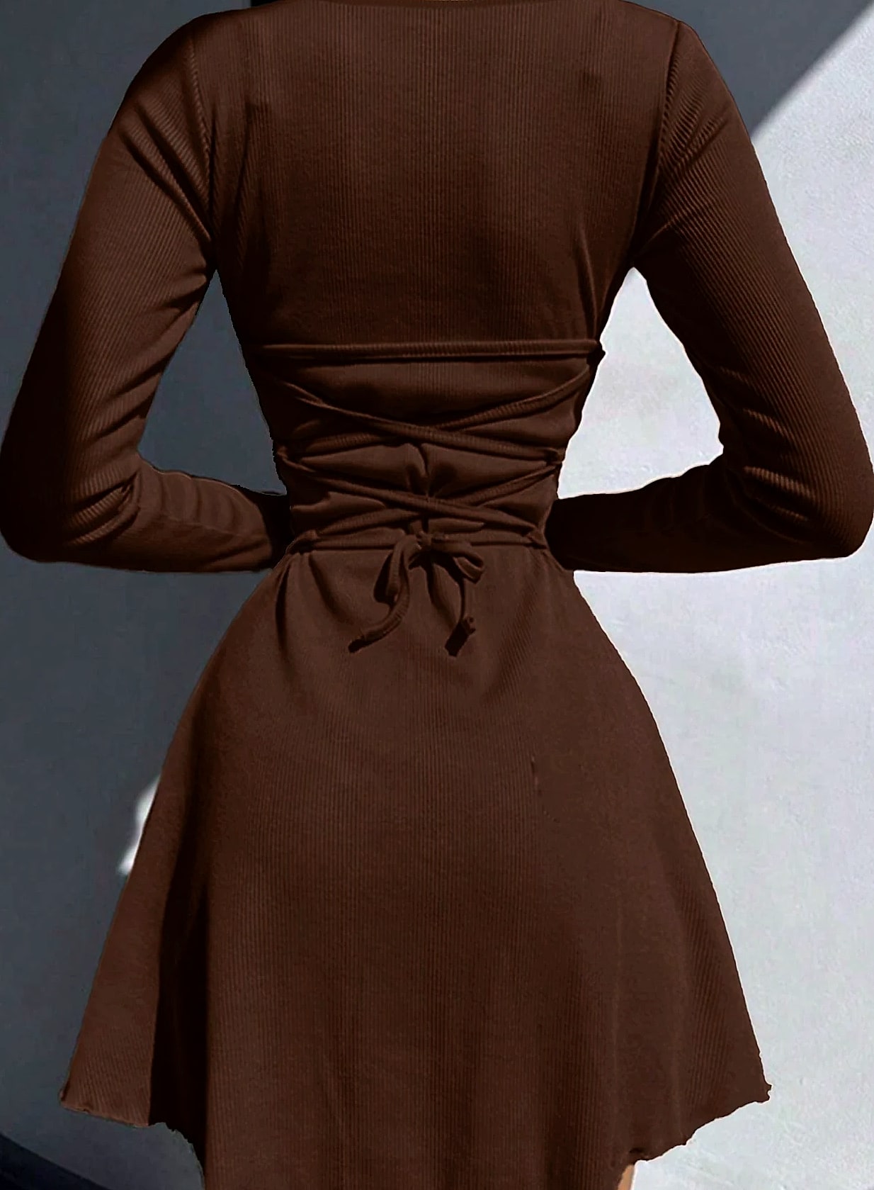 Women's Long Sleeve Bodycon Mini Dress — assembled view