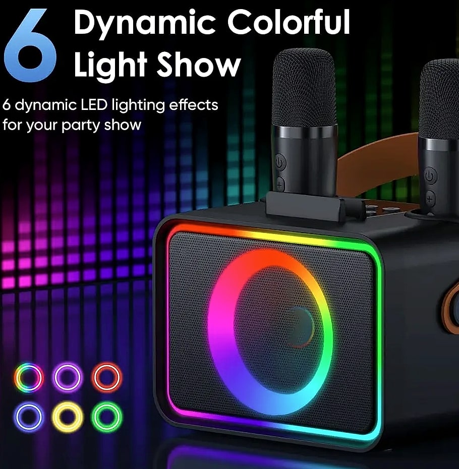 Portable Bluetooth Karaoke Speaker with 2 Wireless — scale reference