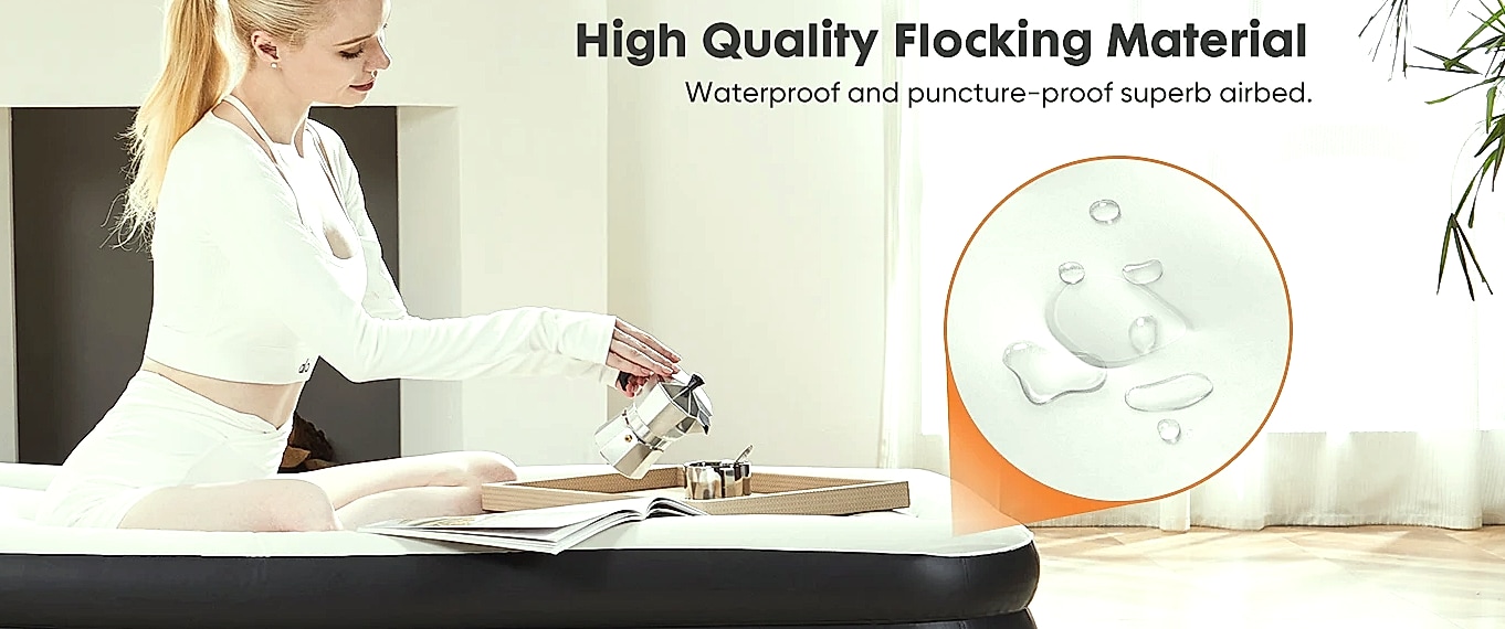 JHK Queen Twin Size Air Mattress Double Height 660 lbs — feature highlights