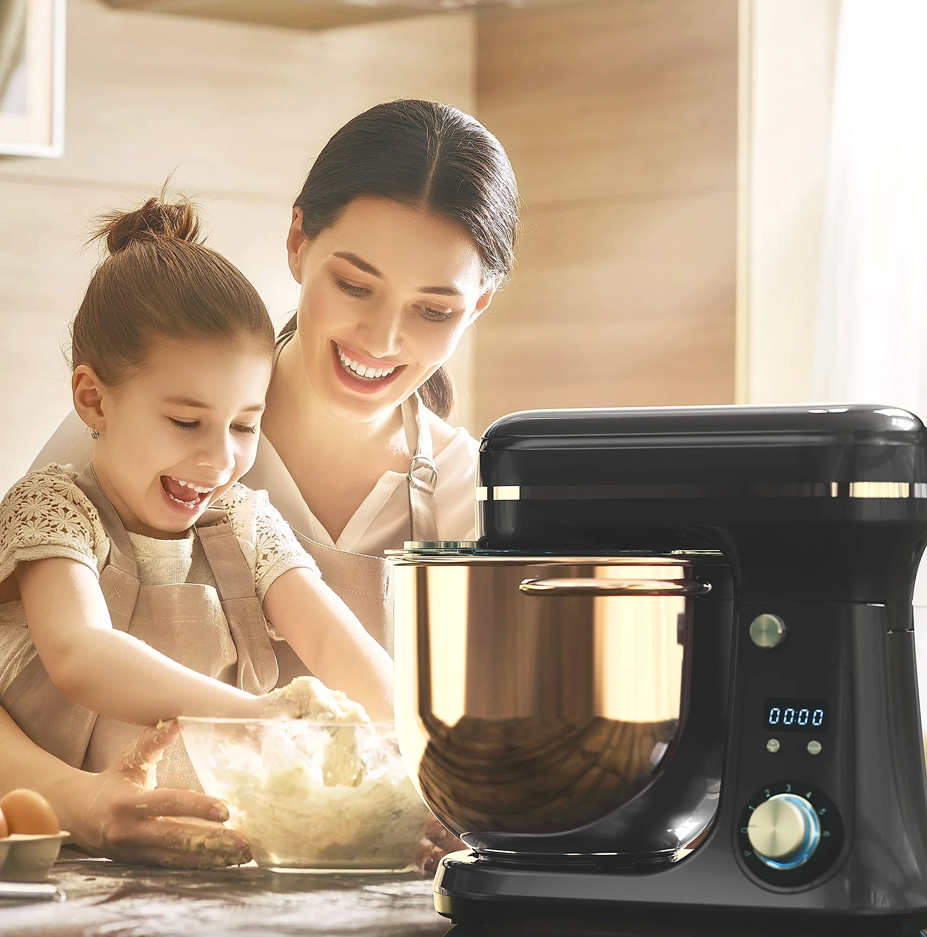 Biolomix 6L Stand Mixer, 1200W DC Motor, 6-Speed Dough — package contents