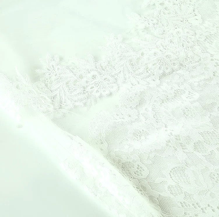 Grosfairy Lace Mini Dress with Spaghetti Straps and Flower — close-up details