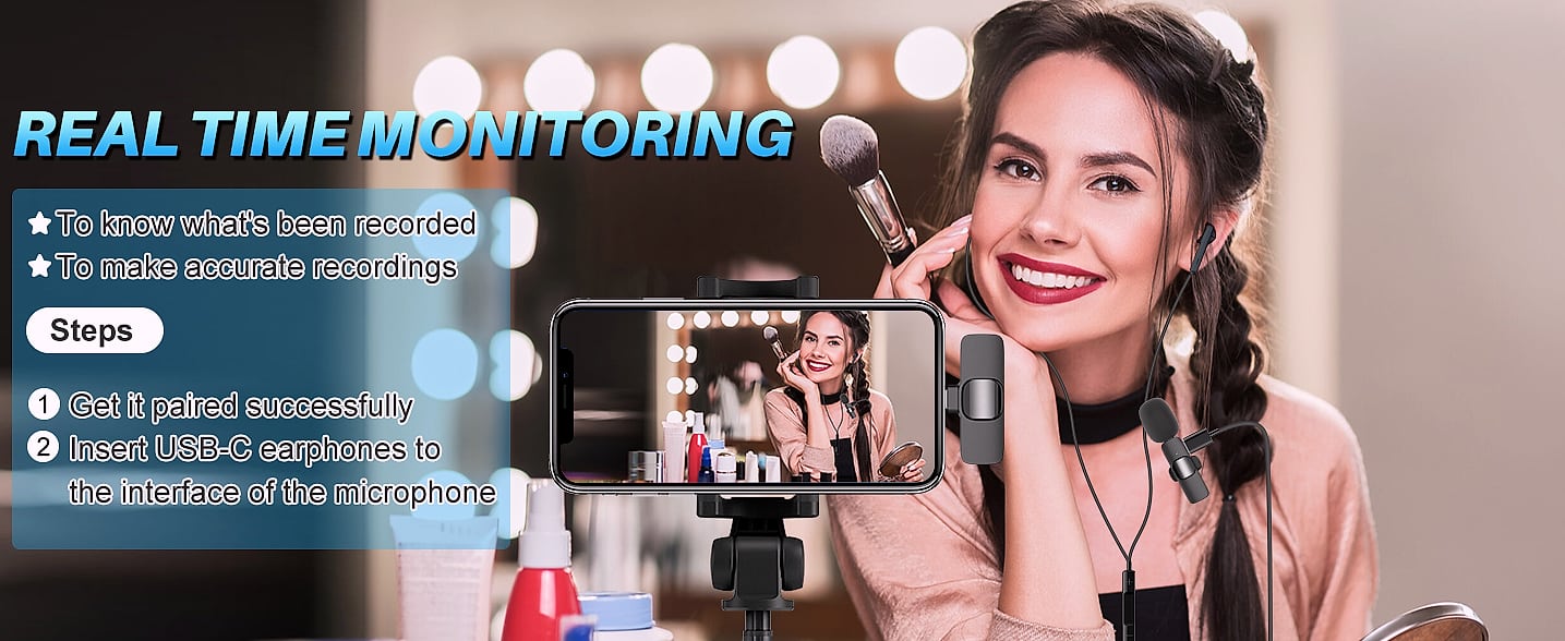 MAYBESTA Wireless Lavalier Microphone 2 Pack for iPhone — close-up details