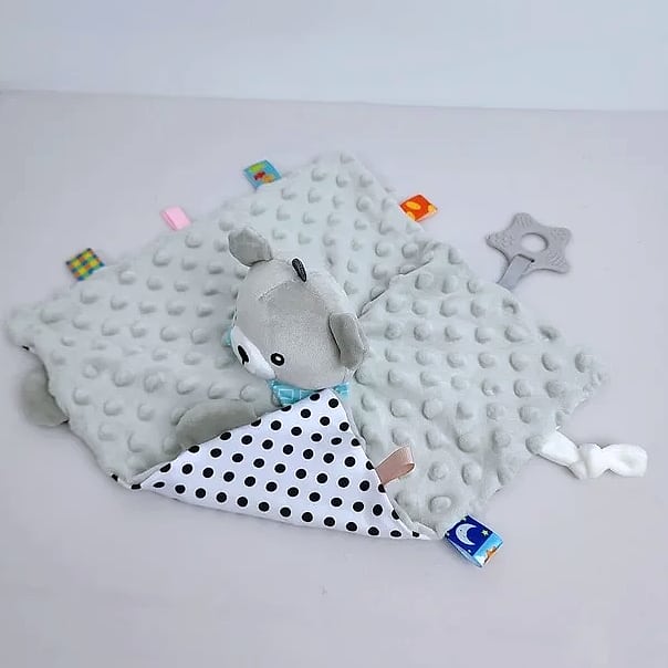 Datgo Elephant Baby Comforter Blanket with Rattle Toy — parts overview