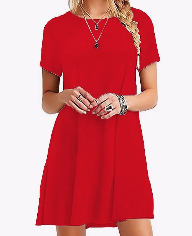INSTYLISH Women's Casual Print Mini T-Shirt Dress — close-up details