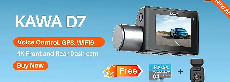 KAWA MINI 3 Pro 2K Dash Cam with WiFi and Voice Control — package contents
