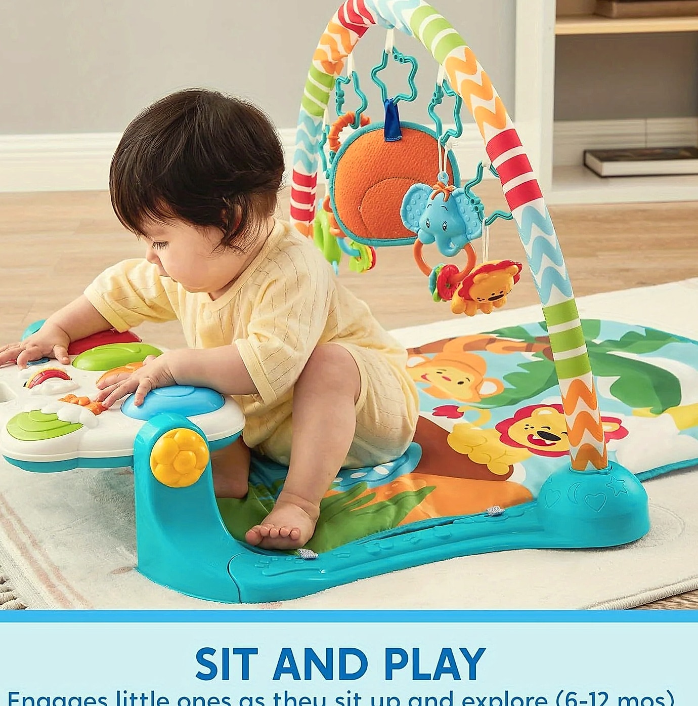 Joyfy Baby Play Mat with Piano, Tummy Time Gym for 0-12 — close-up details