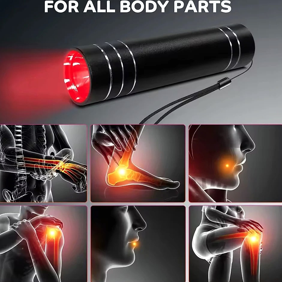 Vilnason Red Blue Light LED Therapy Flashlight — assembled view