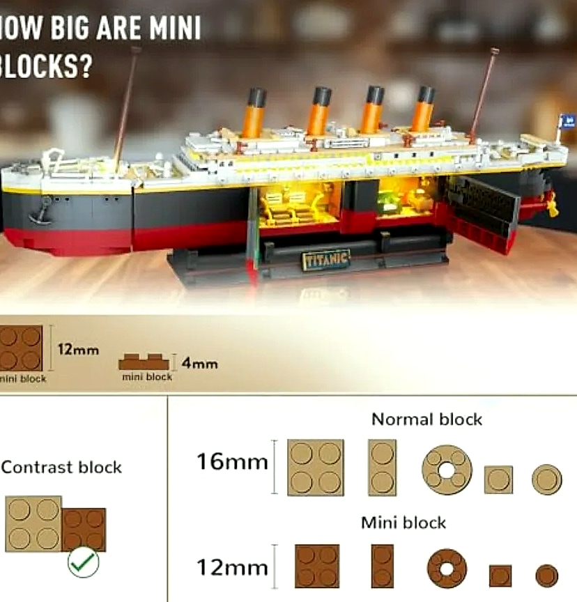 Titanic Ship 1883-Piece Building Block Set with Light — feature highlights