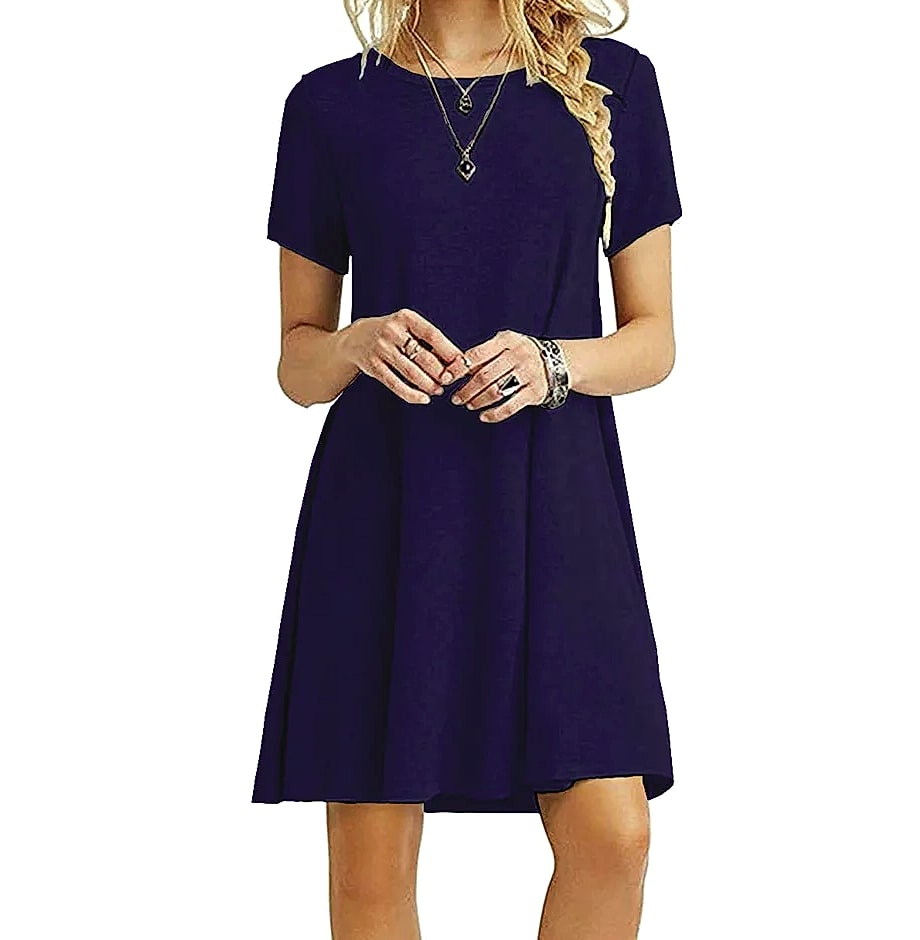 INSTYLISH Women's Casual Print Mini T-Shirt Dress — assembled view
