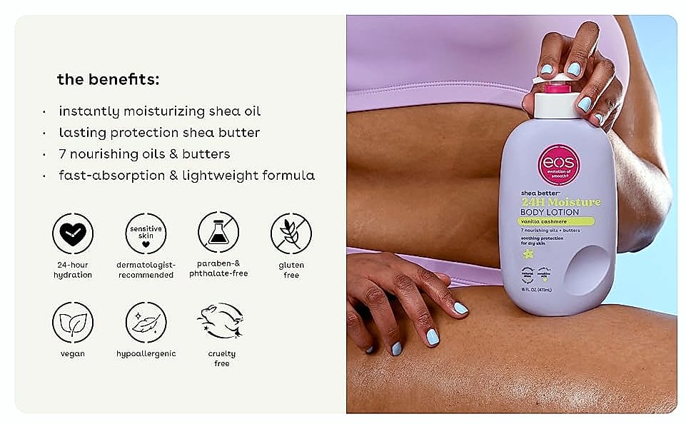 eos Shea Better Vanilla Cashmere Body Lotion, 16 fl oz — close-up details