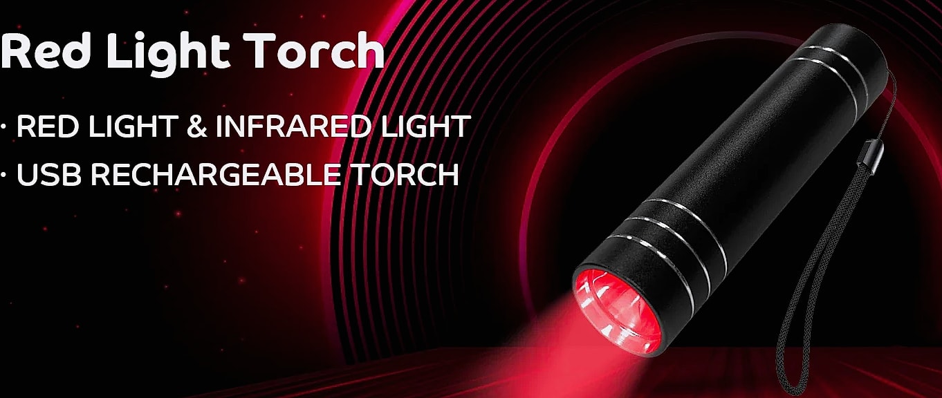 Vilnason Red Blue Light LED Therapy Flashlight — parts overview