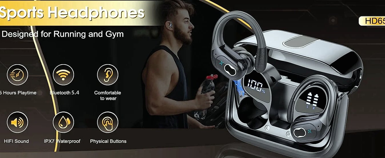 GDLYL HD65 TWS Sports Earbuds Bluetooth 5.4 Wireless — package contents