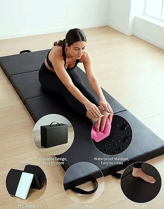 HiMISS Folding Tumbling Mat Four Panel Floor Cushion — assembled view